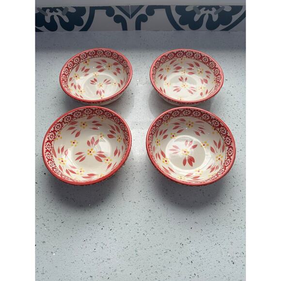 Temptations By Tara "OLD WORLD RED" ~ Set of 4 ~ Soup / Cereal Bowls ~ 6 1/2" - Picture 1 of 3